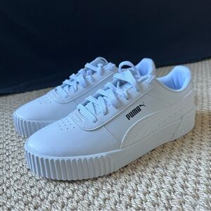 Puma Women’s Carina White Leather Platform Sneaker (Size 7.5-8)